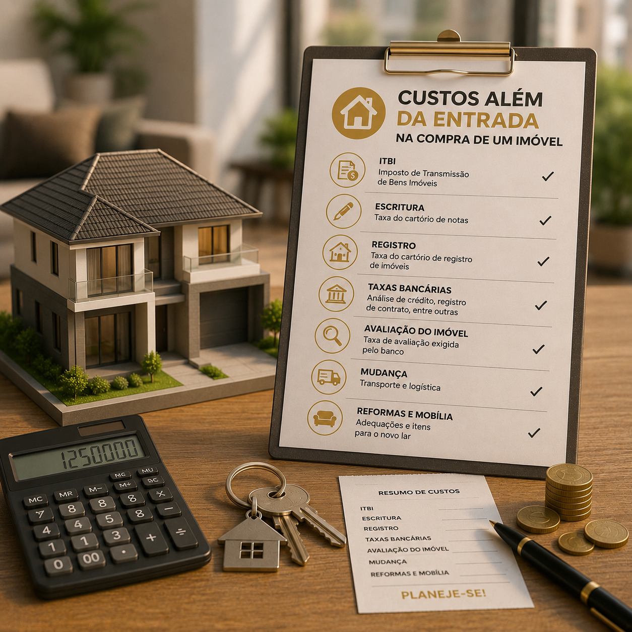Quais custos existem além da entrada na compra de um imóvel?